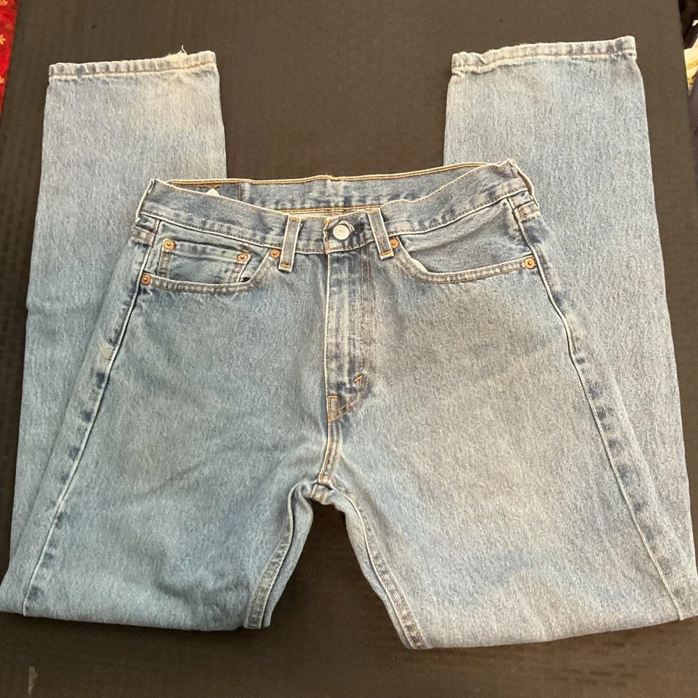 Levi's 505 Jeans Mens 31x30(true) Light Wash Blue Regular Straight Denim Pants